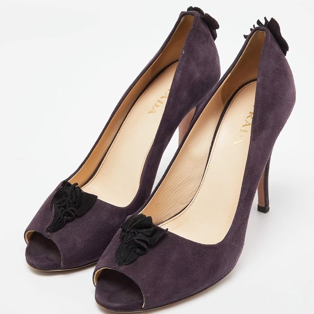 Prada Purple Stiletto Heels with Suede Finish - Size 39
